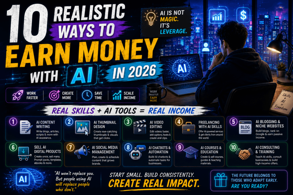10 Realistic Ways to Earn Money With AI in 2026